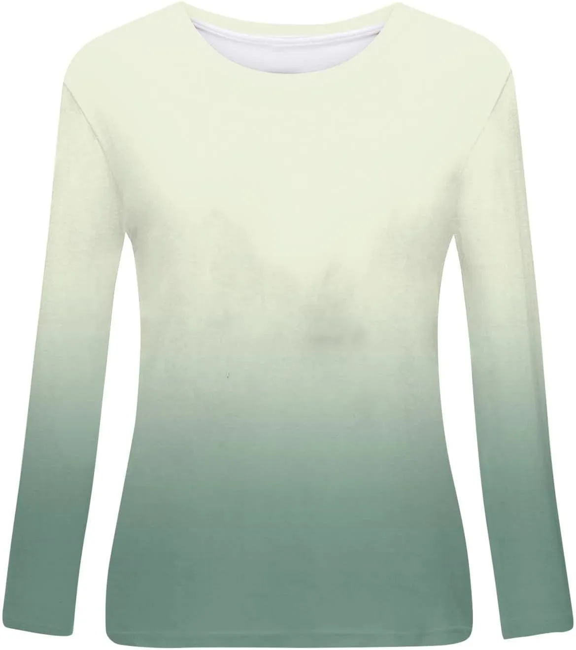 Long Sleeve Shirts for Women Crew-Neck Delicate Print Casual Tops