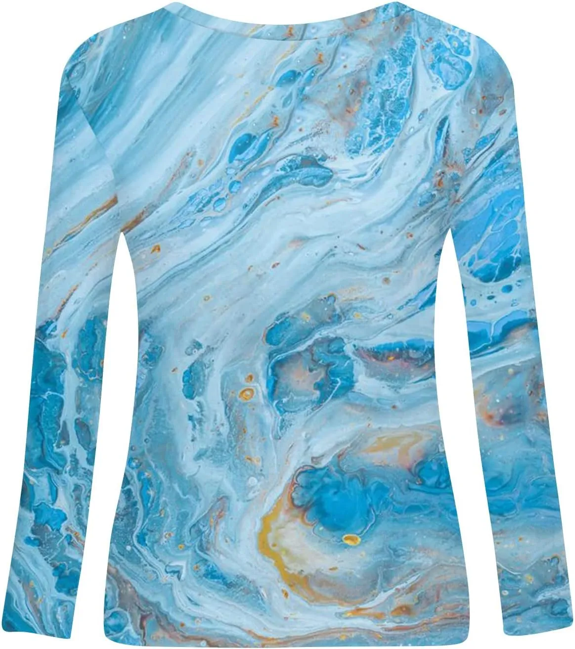Long Sleeve Shirts for Women Crew-Neck Delicate Print Casual Tops