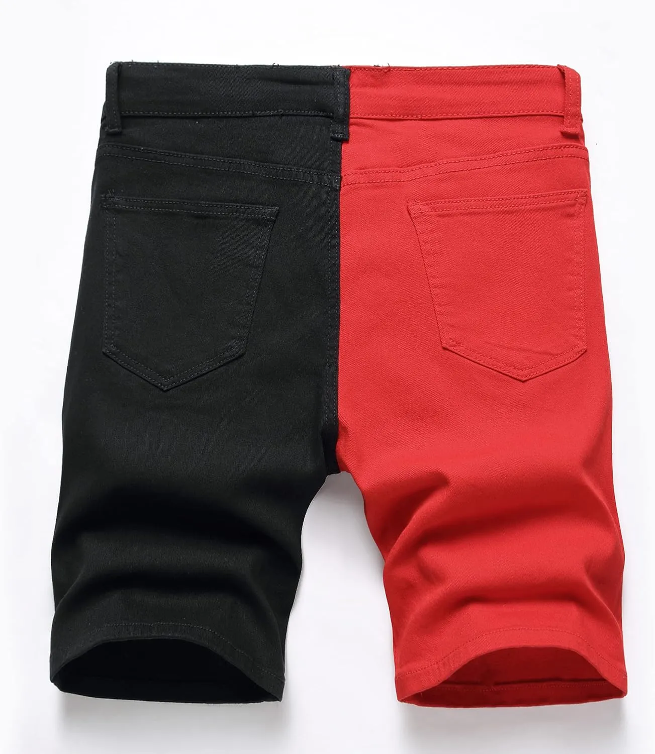 LONGBIDA Men's Denim Shorts Stretchy Two-Tone Slim Fit Jeans Short 2025 Casual Summer Fashion Short Pants with Pockets