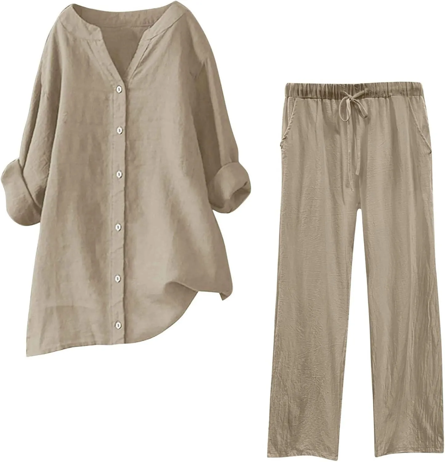 Lounge Sets for Women 2 Piece Postpartum Lounge Matching Sets 3/4 Batwing Sleeve Henry Neck Comfy Cozy Two Piece Set