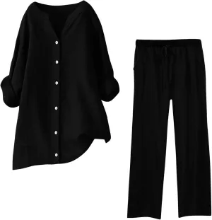 Lounge Sets for Women 2 Piece Postpartum Lounge Matching Sets 3/4 Batwing Sleeve Henry Neck Comfy Cozy Two Piece Set