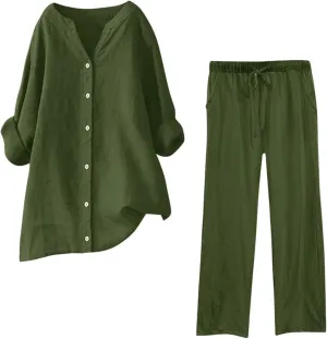 Lounge Sets for Women 2 Piece Postpartum Lounge Matching Sets 3/4 Batwing Sleeve Henry Neck Comfy Cozy Two Piece Set
