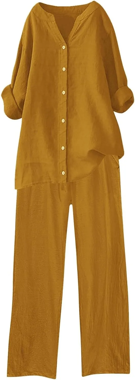 Lounge Sets for Women 2 Piece Postpartum Lounge Matching Sets 3/4 Batwing Sleeve Henry Neck Comfy Cozy Two Piece Set