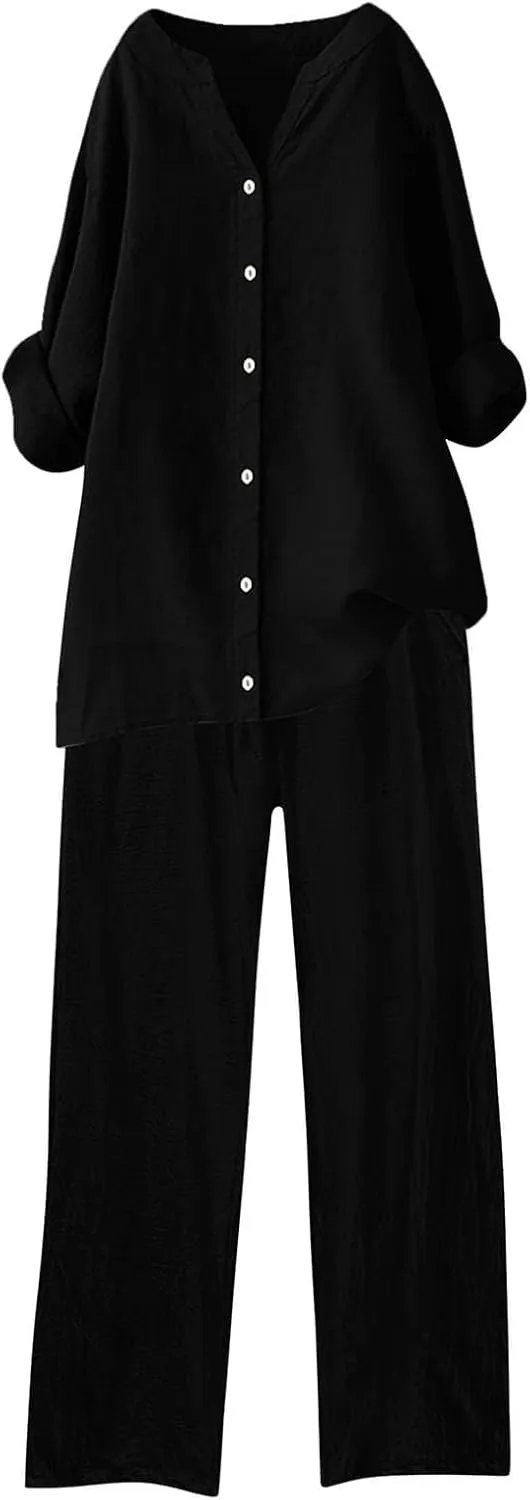 Lounge Sets for Women 2 Piece Postpartum Lounge Matching Sets 3/4 Batwing Sleeve Henry Neck Comfy Cozy Two Piece Set