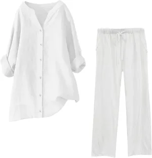 Lounge Sets for Women 2 Piece Postpartum Lounge Matching Sets 3/4 Batwing Sleeve Henry Neck Comfy Cozy Two Piece Set