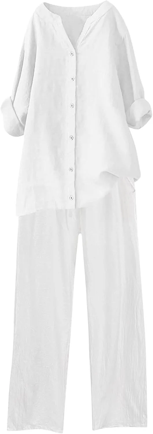 Lounge Sets for Women 2 Piece Postpartum Lounge Matching Sets 3/4 Batwing Sleeve Henry Neck Comfy Cozy Two Piece Set