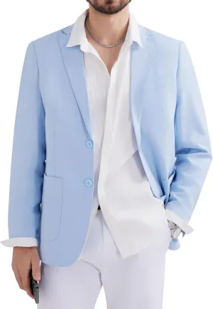 MAGE MALE Mens Blazer Casual Linen Sport Coat Lightweight Two Buttons Suit Jackets