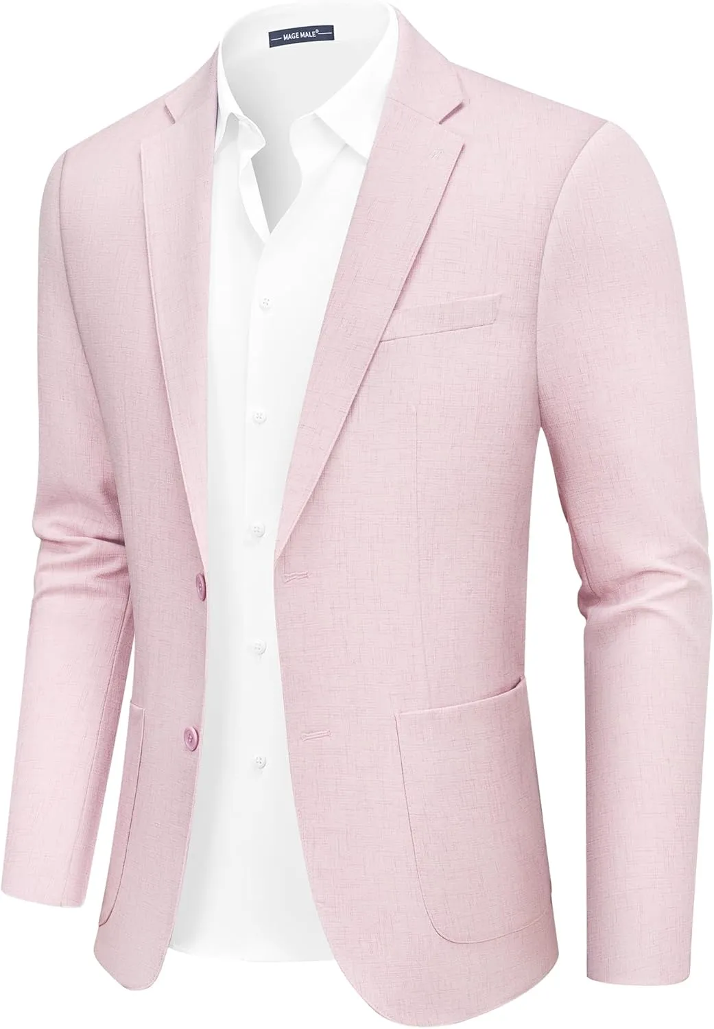 MAGE MALE Mens Blazer Casual Linen Sport Coat Lightweight Two Buttons Suit Jackets