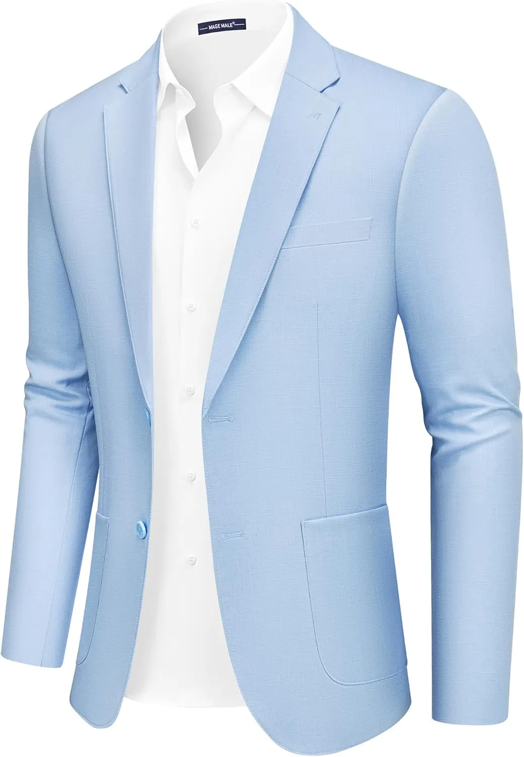 MAGE MALE Mens Blazer Casual Linen Sport Coat Lightweight Two Buttons Suit Jackets