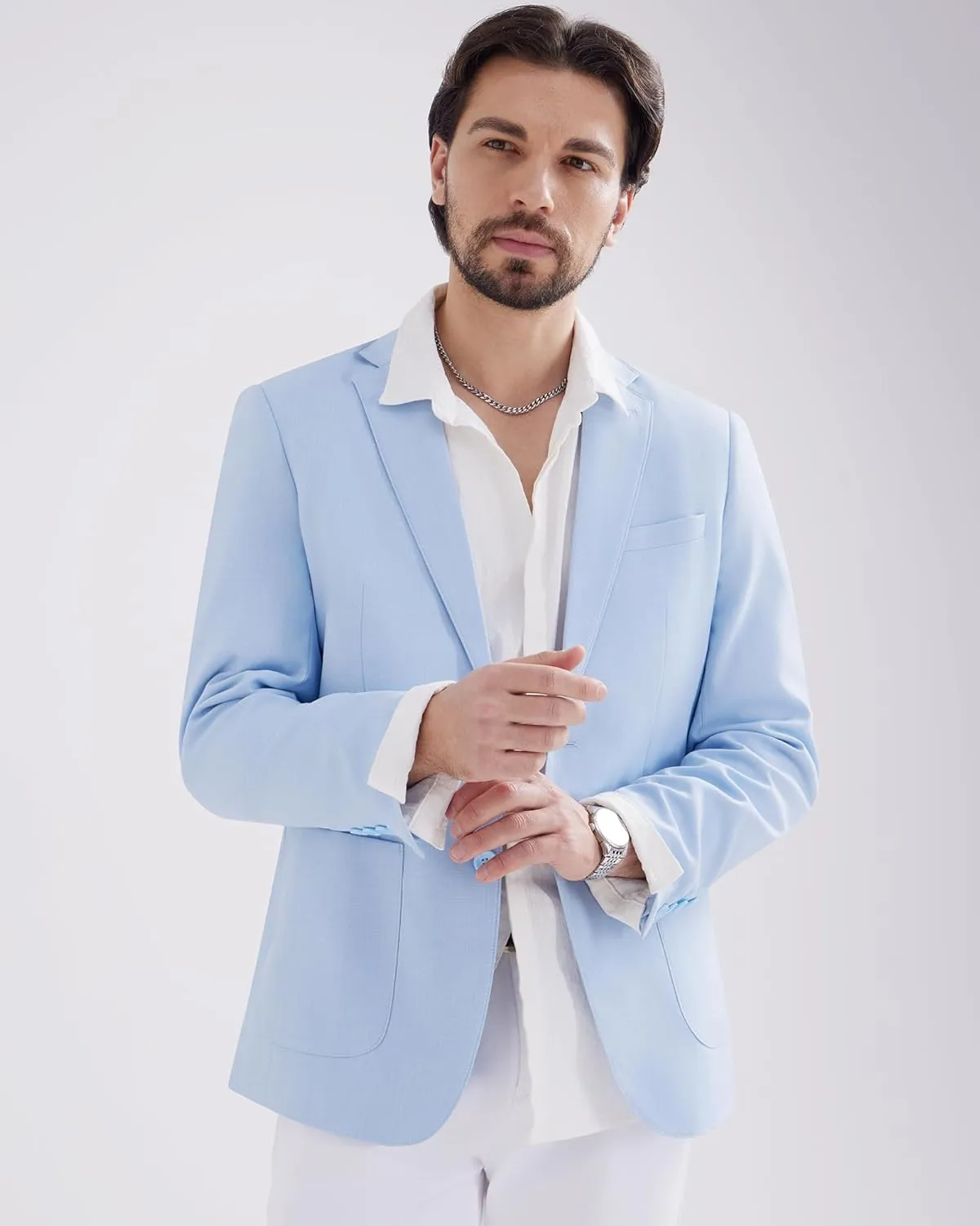 MAGE MALE Mens Blazer Casual Linen Sport Coat Lightweight Two Buttons Suit Jackets