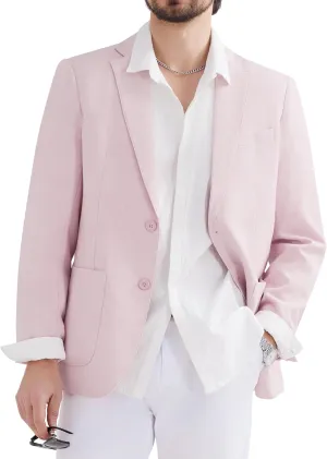 MAGE MALE Mens Blazer Casual Linen Sport Coat Lightweight Two Buttons Suit Jackets