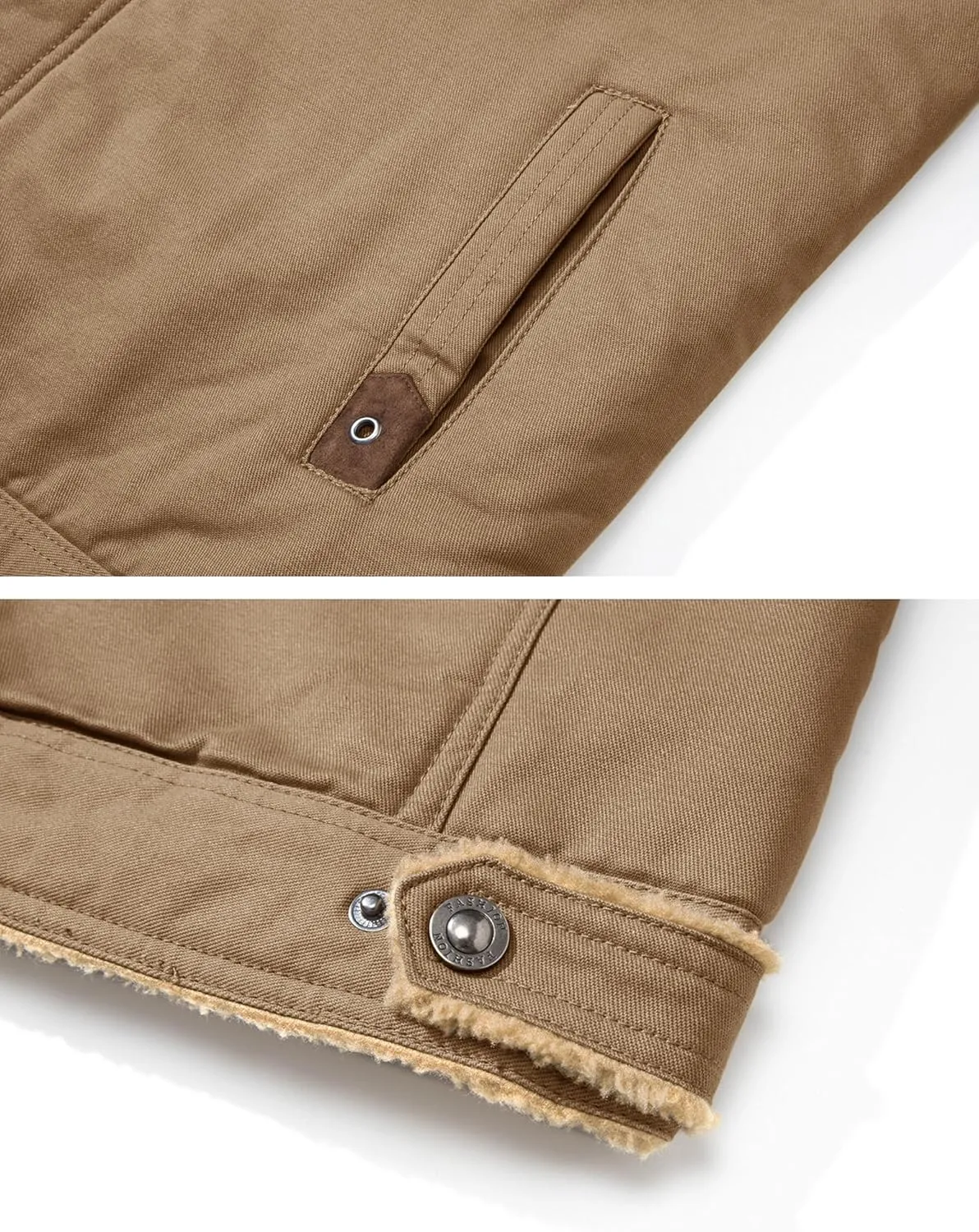 MAGNIVIT Men's Cotton Cargo Jacket Winter Sherpa Fleece Lined Work Jacket Coats with 5 Pockets