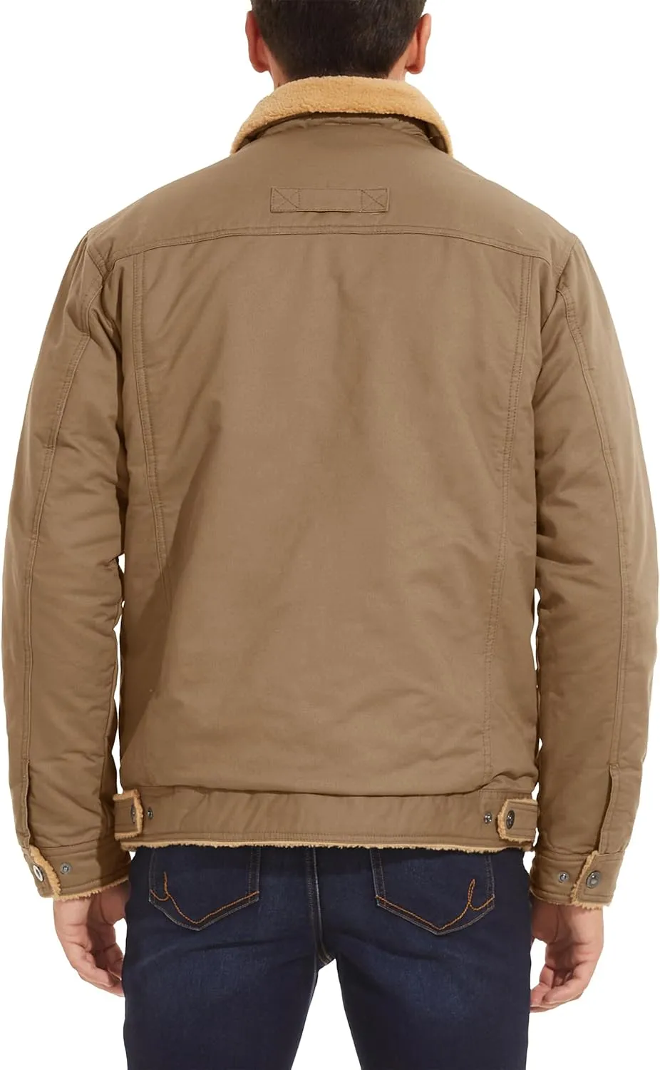 MAGNIVIT Men's Cotton Cargo Jacket Winter Sherpa Fleece Lined Work Jacket Coats with 5 Pockets