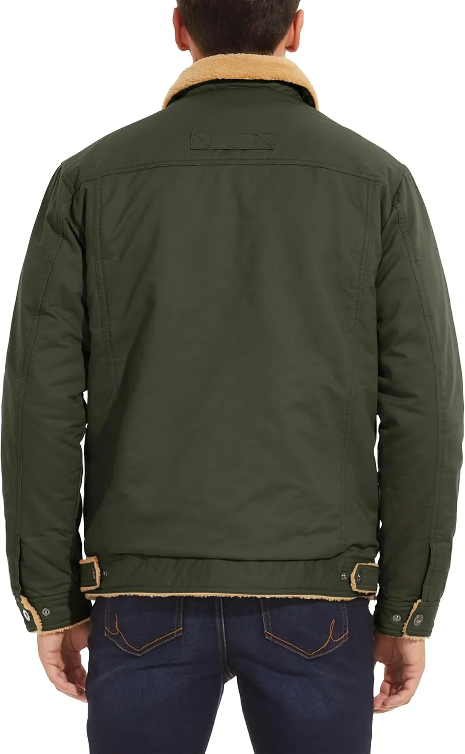 MAGNIVIT Men's Cotton Cargo Jacket Winter Sherpa Fleece Lined Work Jacket Coats with 5 Pockets