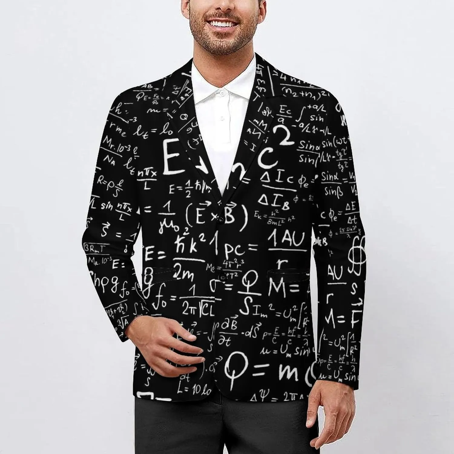 Math Formulas Science Mens Blazer Suit Jacket Lightweight Slim Fit Casual Coat
