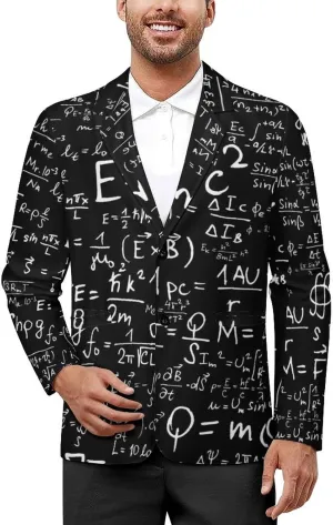 Math Formulas Science Mens Blazer Suit Jacket Lightweight Slim Fit Casual Coat