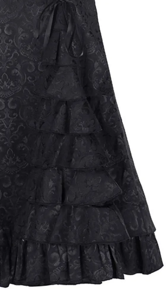 Maxi Skirts for Women Steampunk Renaissance Gothic Medieval Lace Up Tiered Ruffle Fishtail Pencil Bodycon Long Skirt