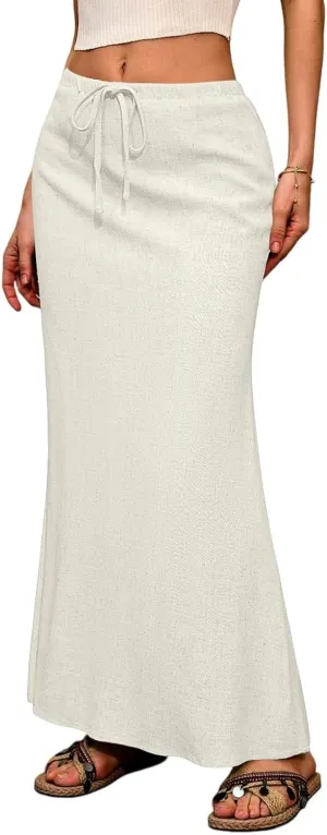 Maxi Women's Skirts, Solid Color Elegantes Summer Vacation Trendy Womens Skirts