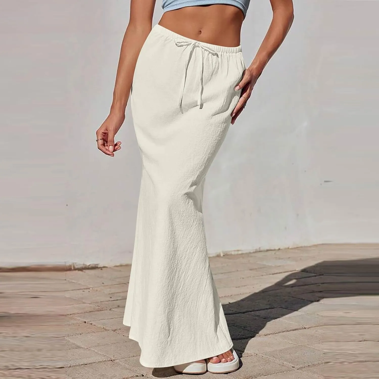 Maxi Women's Skirts, Solid Color Elegantes Summer Vacation Trendy Womens Skirts
