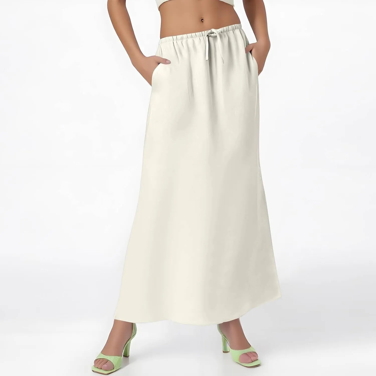 Maxi Women's Skirts, Solid Color Elegantes Summer Vacation Trendy Womens Skirts
