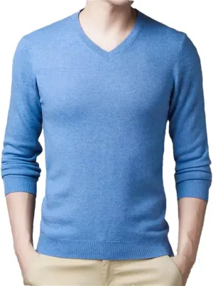 Men Fashion Solid V-Neck Bottoming Sweaters Autumn Winter Warm Casual Long Sleeve Knitted Pullovers Tops