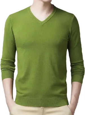 Men Fashion Solid V-Neck Bottoming Sweaters Autumn Winter Warm Casual Long Sleeve Knitted Pullovers Tops