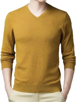 Men Fashion Solid V-Neck Bottoming Sweaters Autumn Winter Warm Casual Long Sleeve Knitted Pullovers Tops