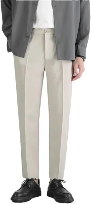 Men‘S Autumn Winter Suit Pants Stretch Slim Business Office Non-Iron Elastic Waist Casual Trouser