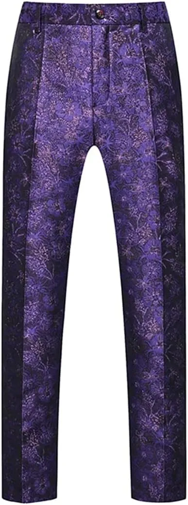 Men's Boutique Solid Color Embroidery Suit Trousers Red White EN8 Pants