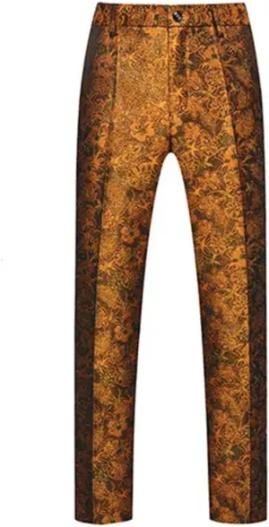 Men's Boutique Solid Color Embroidery Suit Trousers Red White EN8 Pants