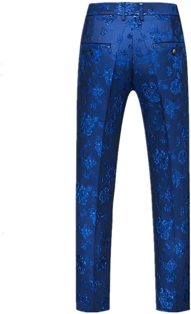 Men's Boutique Solid Color Embroidery Suit Trousers Red White EN8 Pants