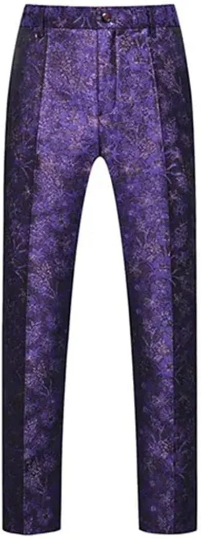 Men's Boutique Solid Color Embroidery Suit Trousers Red White EN8 Pants