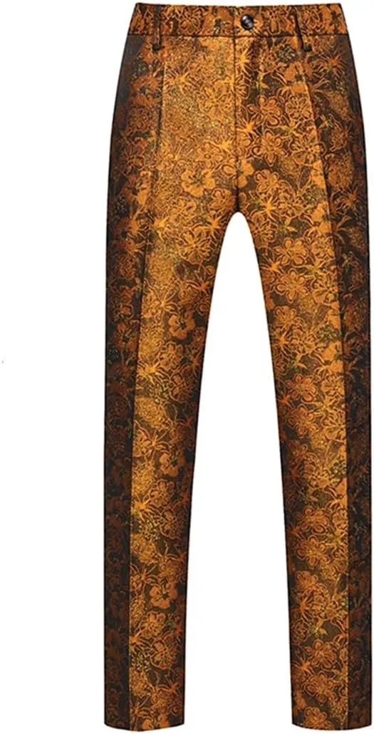 Men's Boutique Solid Color Embroidery Suit Trousers Red White EN8 Pants