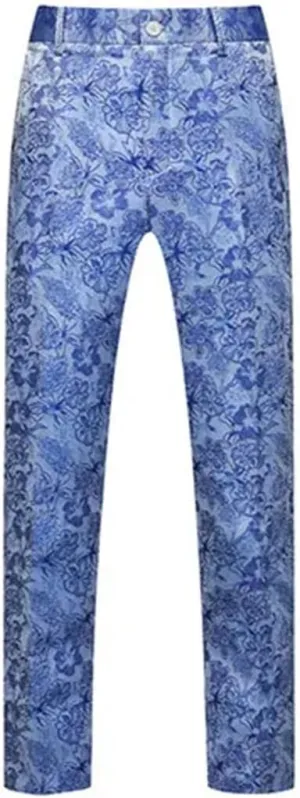 Men's Boutique Solid Color Embroidery Suit Trousers Red White EN8 Pants