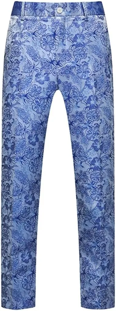 Men's Boutique Solid Color Embroidery Suit Trousers Red White EN8 Pants