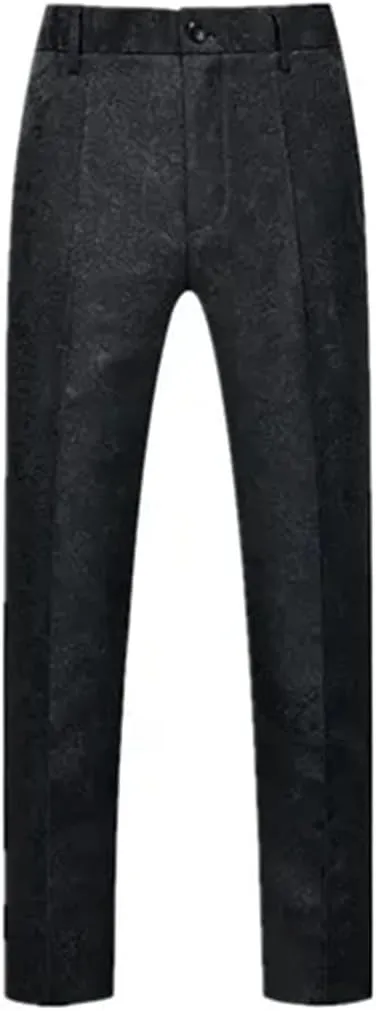 Men's Boutique Solid Color Embroidery Suit Trousers Red White EN8 Pants
