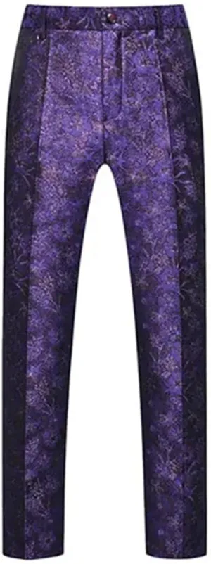 Men's Boutique Solid Color Embroidery Suit Trousers Red White EN8 Pants