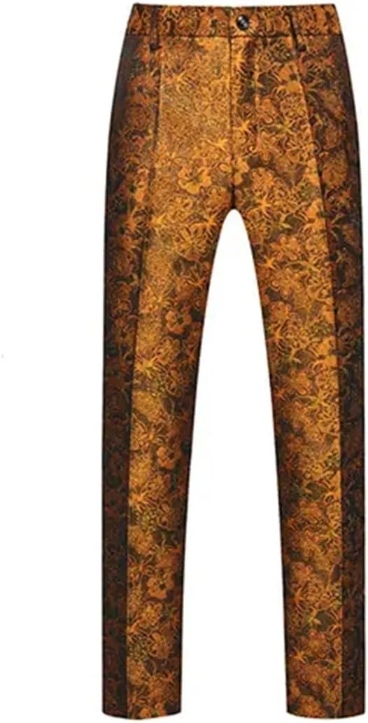 Men's Boutique Solid Color Embroidery Suit Trousers Red White EN8 Pants