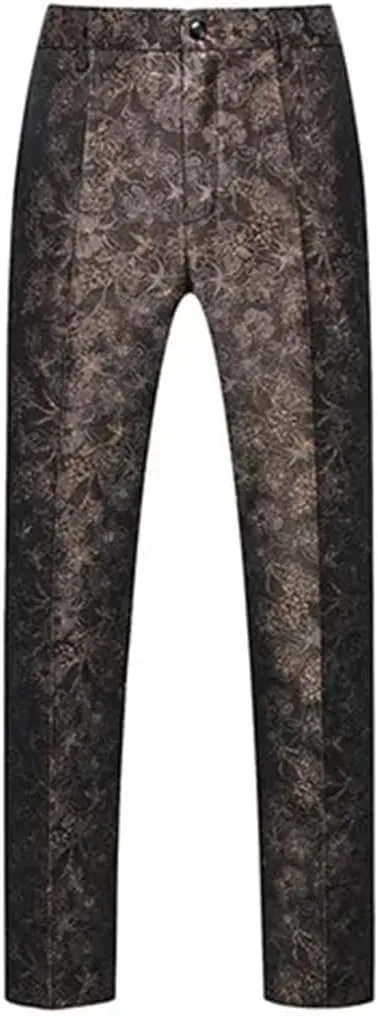 Men's Boutique Solid Color Embroidery Suit Trousers Red White EN8 Pants