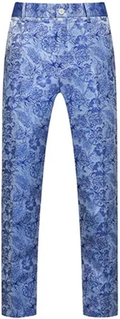 Men's Boutique Solid Color Embroidery Suit Trousers Red White EN8 Pants
