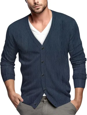 Men's Cardigan Sweater Long Sleeve V Neck Sweater for Men Button up Sweaters Knitted Pullovers Casual Sweatshirt