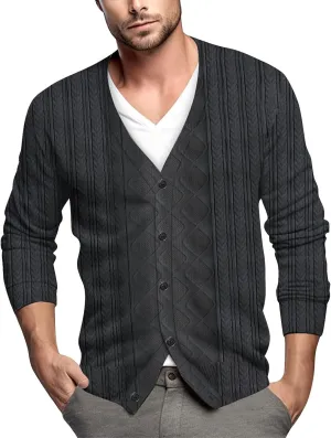 Men's Cardigan Sweater Long Sleeve V Neck Sweater for Men Button up Sweaters Knitted Pullovers Casual Sweatshirt