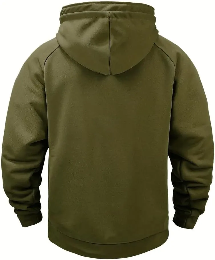 Men's Cargo Hoodies Fleece Long Sleeve Camo Hoodie Tactical Sweatshirts Quarter Zip Pullover Hooded Sweatshirts Jacket