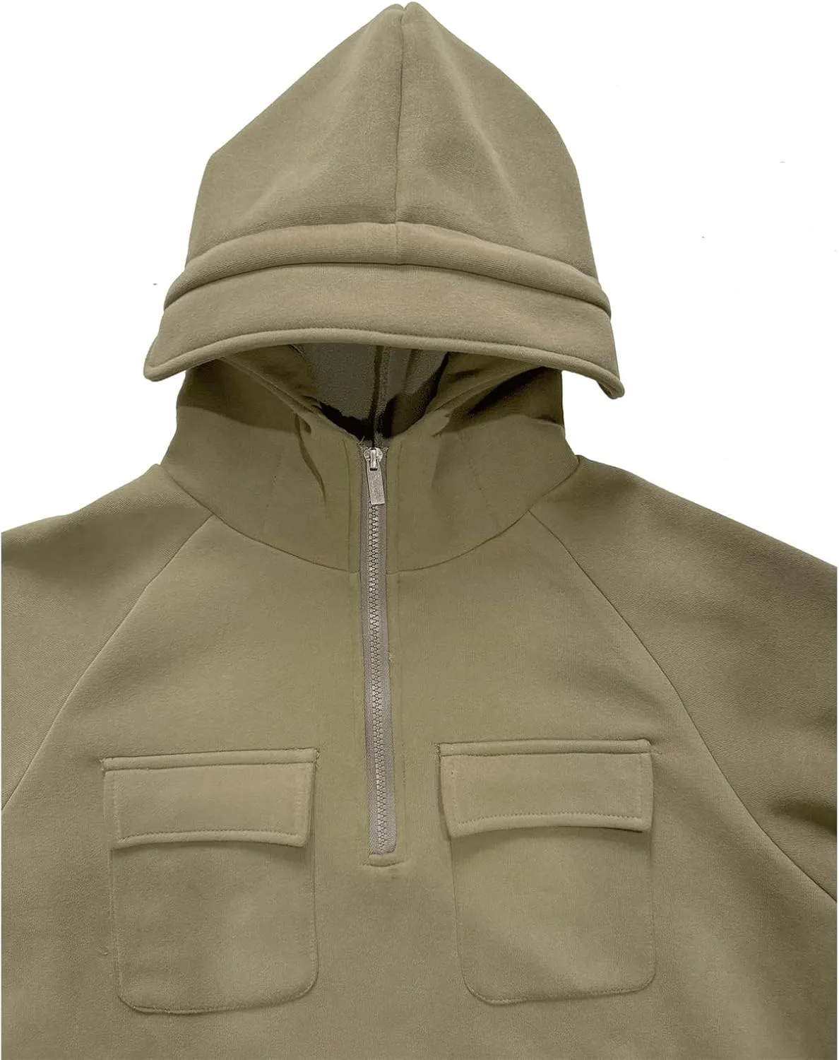 Men's Cargo Hoodies Fleece Long Sleeve Camo Hoodie Tactical Sweatshirts Quarter Zip Pullover Hooded Sweatshirts Jacket