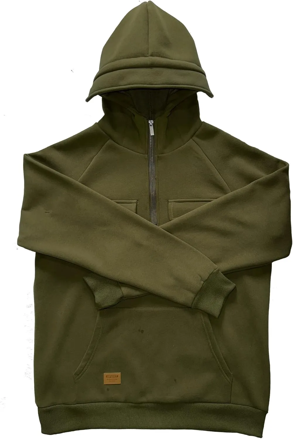 Men's Cargo Hoodies Fleece Long Sleeve Camo Hoodie Tactical Sweatshirts Quarter Zip Pullover Hooded Sweatshirts Jacket