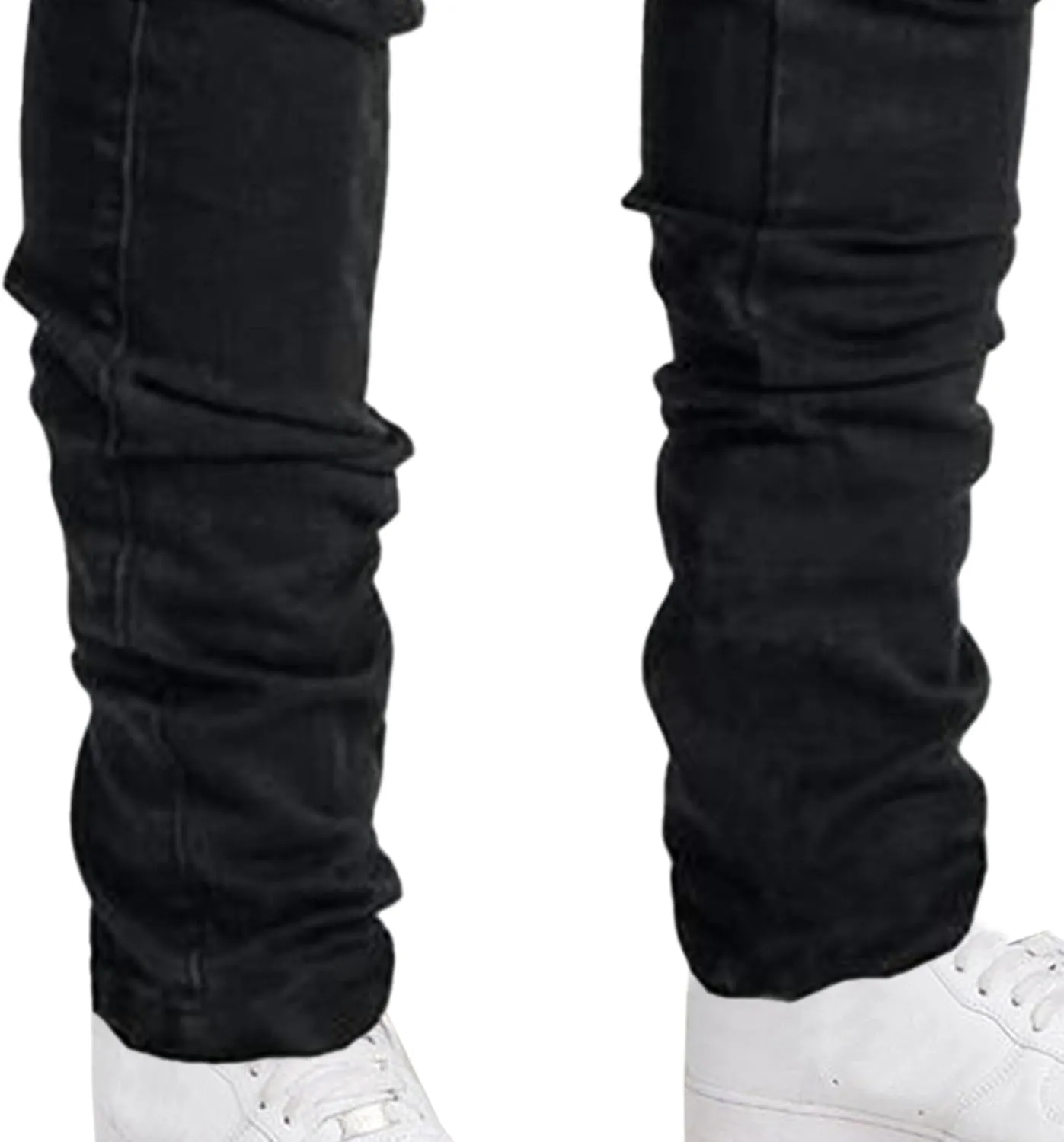 Mens Cargo Multi Pocket Denim Pants Slim Fit Casual Workout Jeans Biker Moto Washed Straight Jean