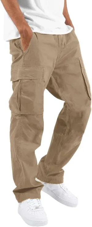 Mens Cargo Pants Khaki Cotton Pants Men Multi Pocket Cargo Pants for Men Extreme Motion Pants for Men Casual Men