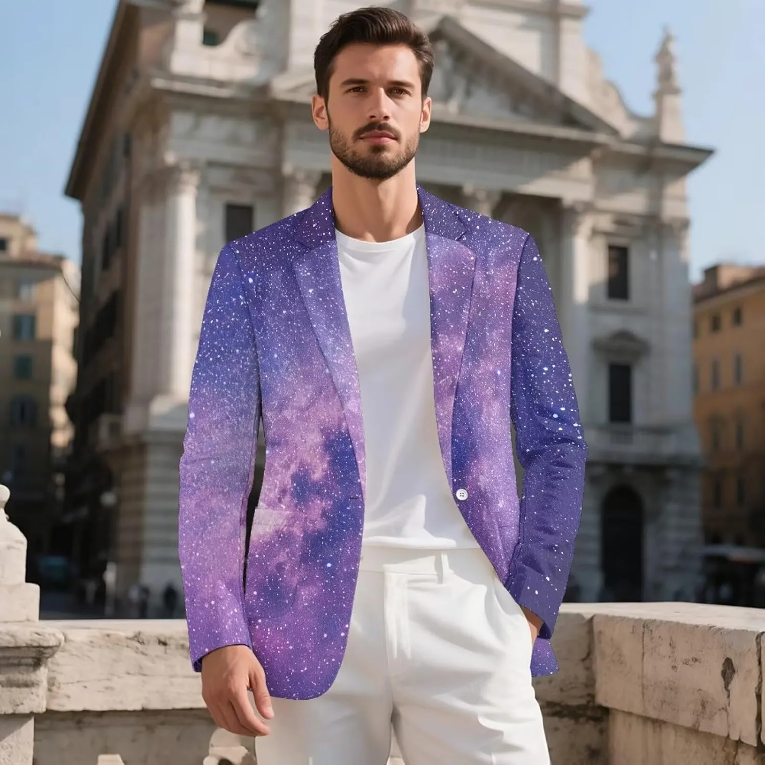 Mens Casual Blazer Sport Coat Lightweight One Button Business Suit Jackets S-5XL