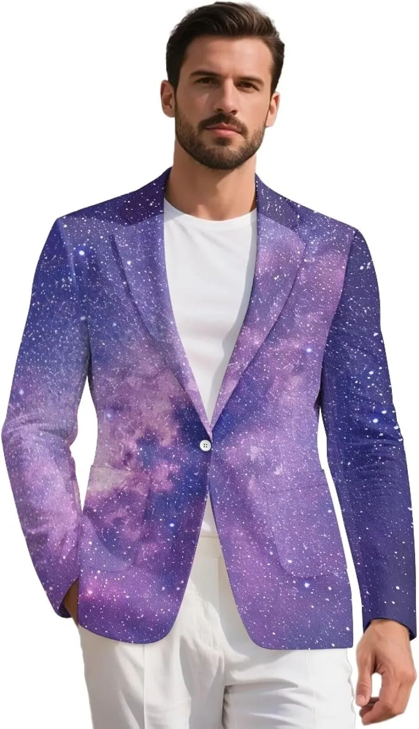 Mens Casual Blazer Sport Coat Lightweight One Button Business Suit Jackets S-5XL
