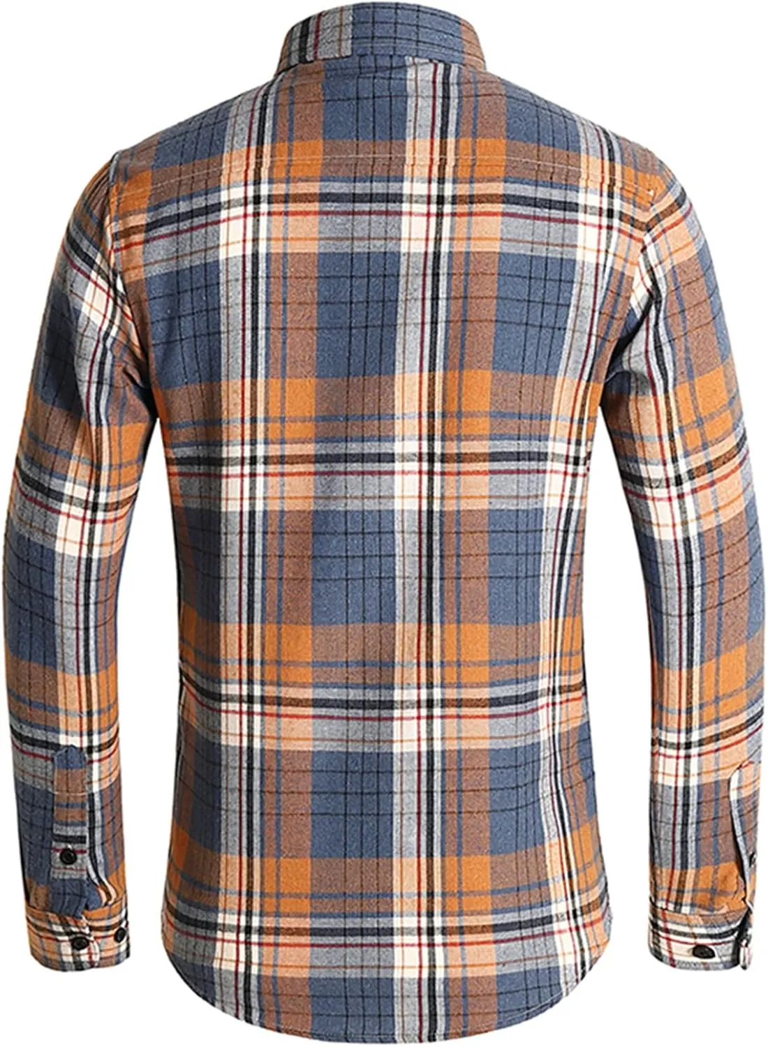 Mens Casual Cotton Plaid Shirts Slim Fit Button Down Long Sleeve Cotton Shirt Outdoor Fishing Hiking Travel Tee Top